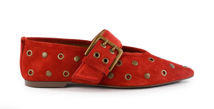 Abbey Suede Flat - Red