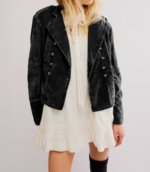 Free People | Lotty Velvet Jacket- Black