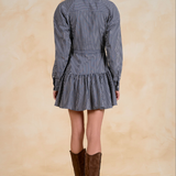 Elan | Long Sleeve Button Down Dress - Blue Stripe