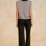 Elan | Sleeveless Vest - Taupe/Black