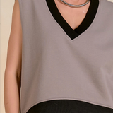 Elan | Sleeveless Vest - Taupe/Black