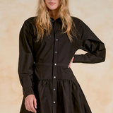 Elan | Long Sleeve Button Down Dress - Black