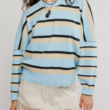 Free People | Striped Alma Pullover - Ice Blue Combo