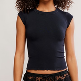 Free People | So Soft Seamless Baby Tee -  Black