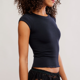 Free People | So Soft Seamless Baby Tee -  Black