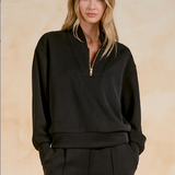 Elan | Long Sleeve Quarter Zip - Black