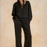 Elan | Long Sleeve Quarter Zip - Black