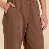 Elan | Elastic Waist Straight Leg Pant - Light Brown