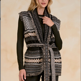 Elan | Sleeveless Sweater Cardigan - Black