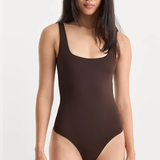 Good American | The Sculpting Modern Tank Bodysuit - Espresso