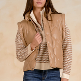 Elan | Quilted Vest- Tan