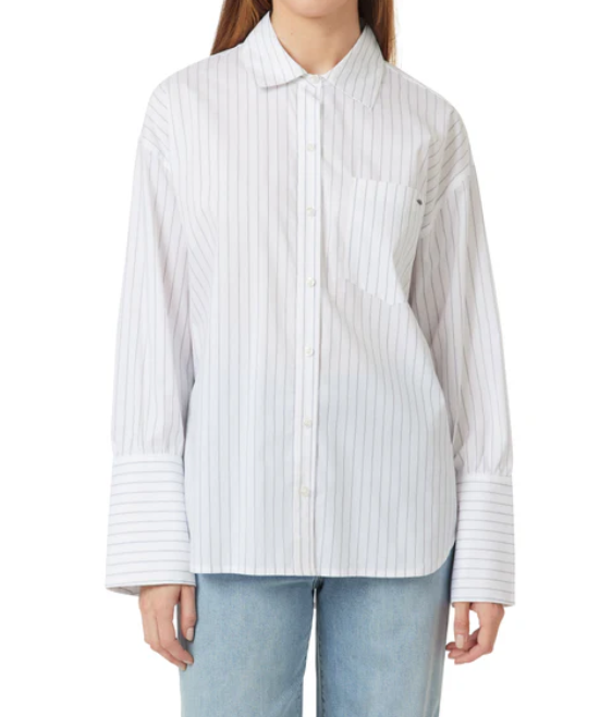 Habitual | Oversized Stripe Poplin Shirt - Bright White Stripe