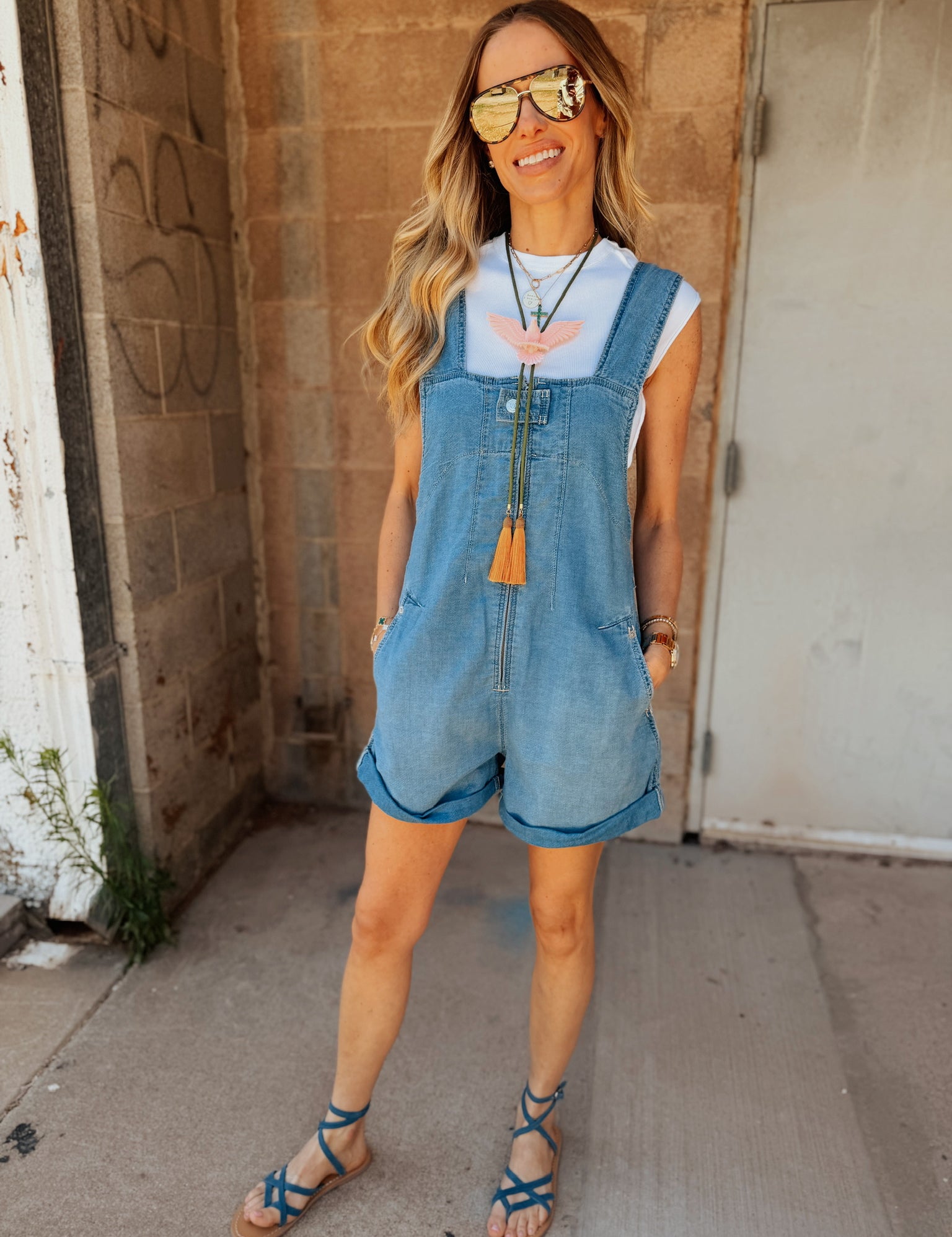 Free People Jude Shortall in Light Indigo styled for summer from Shop Estilo.