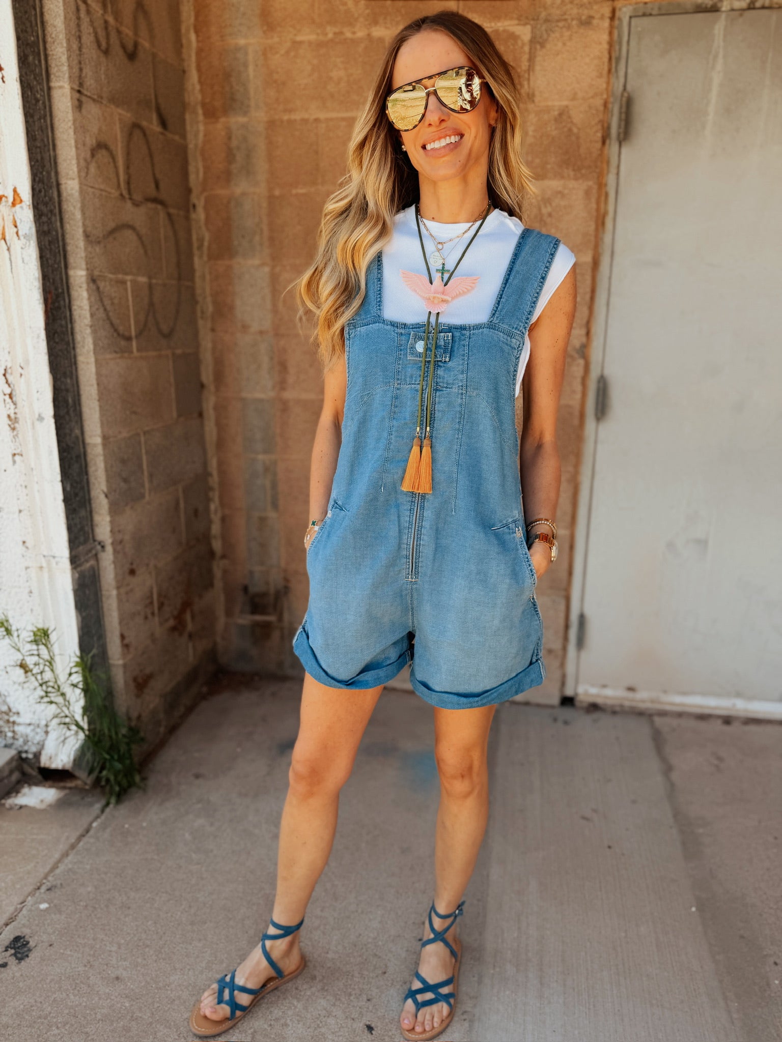Free People Jude Shortall in Light Indigo styled for summer from Shop Estilo.