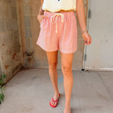 Buttermelon | Casual Striped Drawstring Shorts - Red Multi