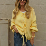 Sadie Tie Front Cardigan Sweater | Yellow