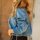 We The Free | Side To Side Cropped Denim Jacket - River Wash