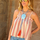 Sunshine Tienda | Cherry Pinstripe Daphne Top