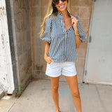 THML | Stripe Button Down Top - Blue