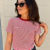 Pistola | Alba Shrunken Tee - Racer Red Stripe