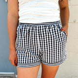 Buttermelon | Garterized Gingham Shorts - Black/Ivory