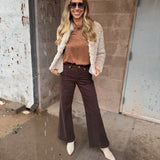 Good American | Good Waist Palazzo Ankle Jeans - Espresso