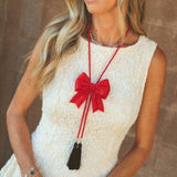 Rahya Jewelry Design | Ribbon Bow Bolo Candy Red with Red & Black