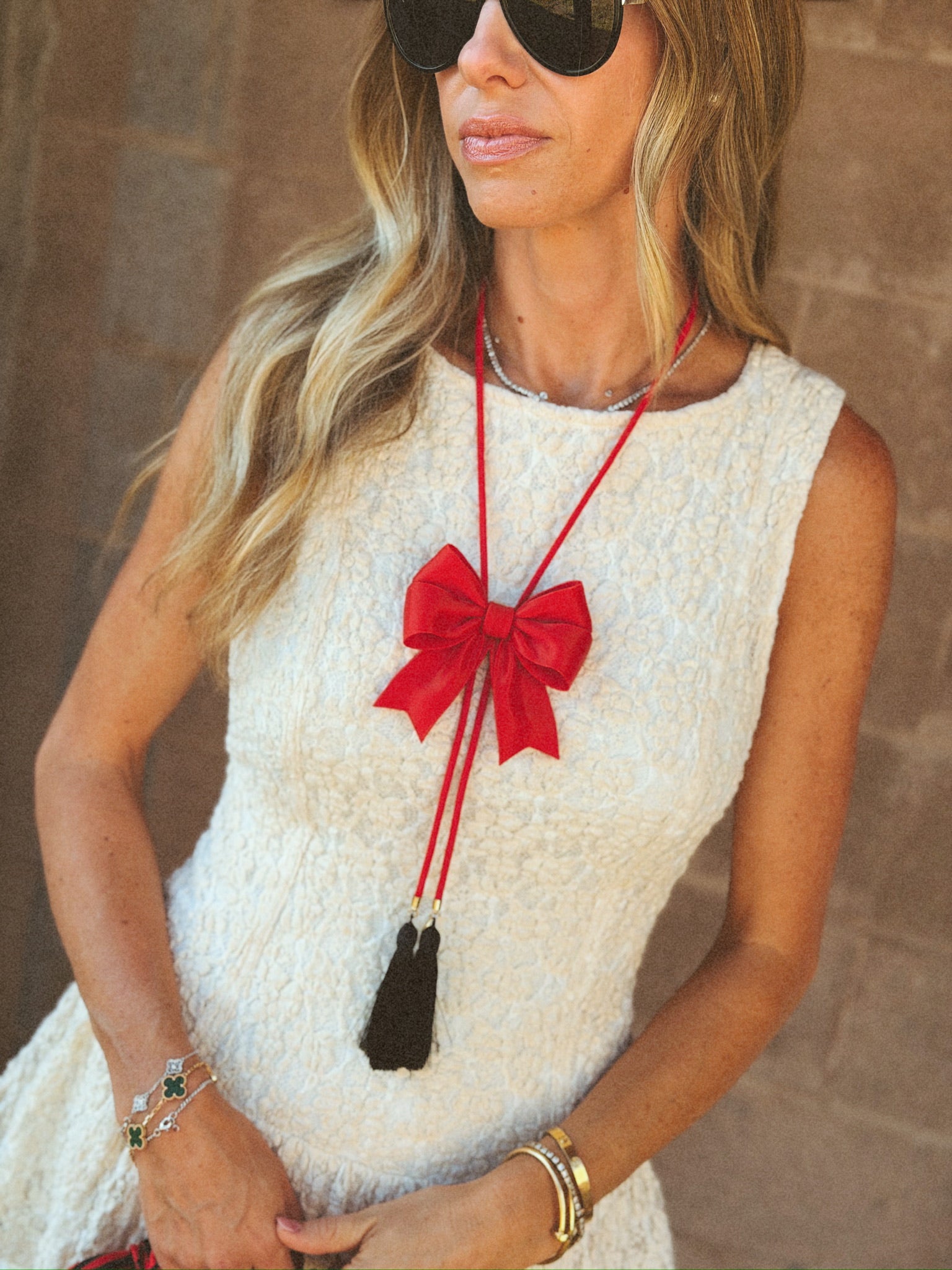 Rahya Jewelry Design | Ribbon Bow Bolo Candy Red with Red & Black