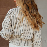 Free People | Devon Striped Balloon Funnel-Neck Jacket - Ivory Combo