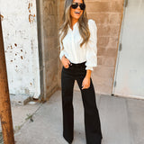 Good American | Soft Tech Good Waist Palazzo Jeans - Black