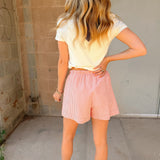 Buttermelon | Casual Striped Drawstring Shorts - Red Multi