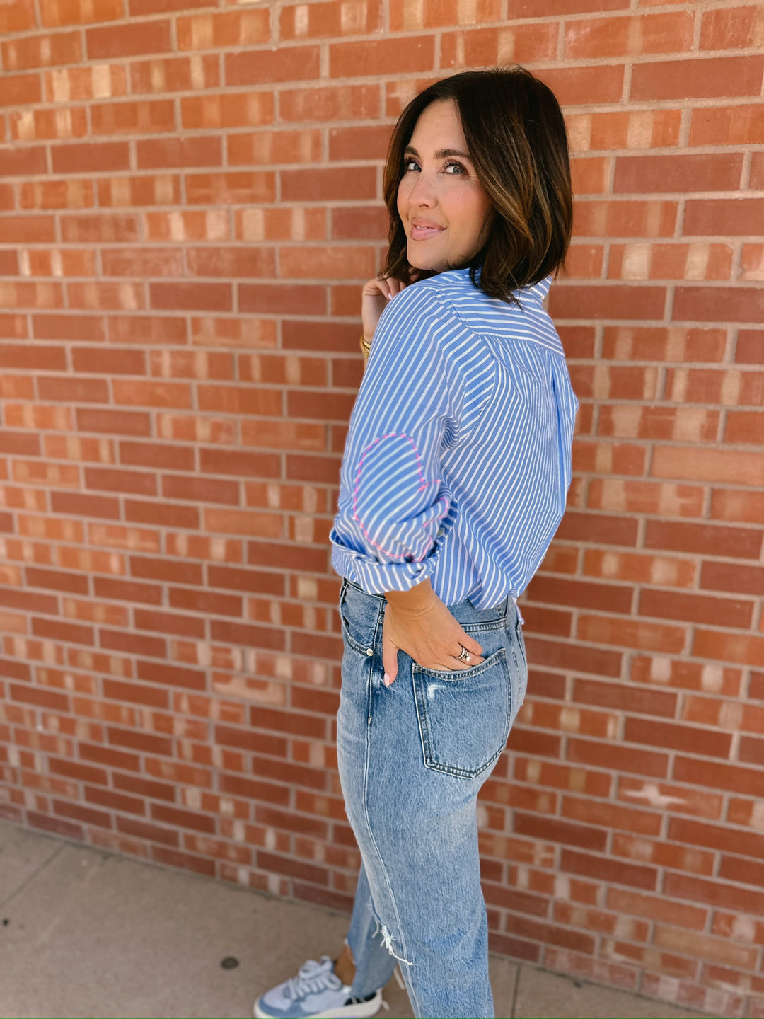 Kerri Rosenthal | Mia Stripe Shirt - Blue Stripe | LAST ONE