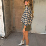 Perfect White Tee | Tate Plaid Long Sleeve Button Up- Sugar Plaid