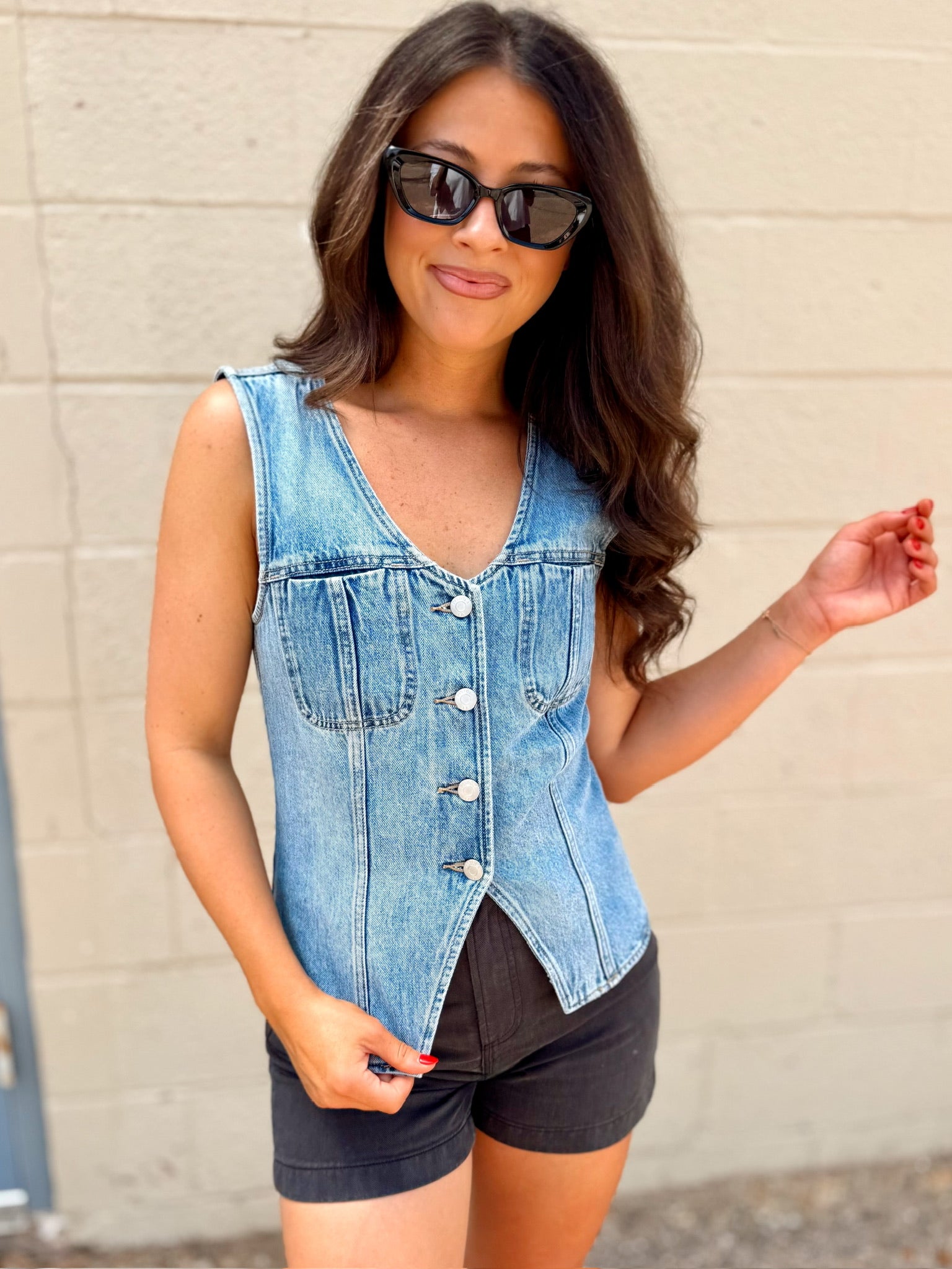 Pistola | Gia Fitted Collarless Vest - Hazy