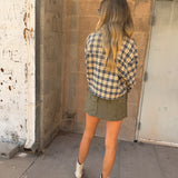 Perfect White Tee | Tate Plaid Long Sleeve Button Up- Sugar Plaid