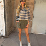 Perfect White Tee | Tate Plaid Long Sleeve Button Up- Sugar Plaid