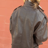 Miou Muse | Faux Leather Jacket - Chocolate