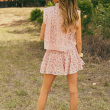 J. Marie | The Penny Lace Skort Set - Pink Floral Button Up