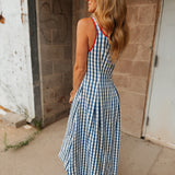 THML | Thin Strap Gingham Pattern Dress - Navy
