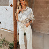 Free People | Devon Striped Balloon Funnel-Neck Jacket - Ivory Combo