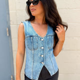 Pistola | Gia Fitted Collarless Vest - Hazy