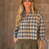 Perfect White Tee | Tate Plaid Long Sleeve Button Up- Sugar Plaid