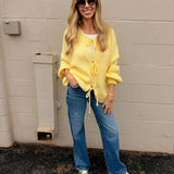 Sadie Tie Front Cardigan Sweater | Yellow