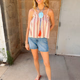 Sunshine Tienda | Cherry Pinstripe Daphne Top