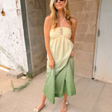 Adelyn Rae | Celine Ombre Halter Maxi Dress - Green/Cream