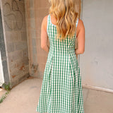 THML | Thin Strap Gingham Pattern Dress - Green