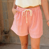 Buttermelon | Casual Striped Drawstring Shorts - Red Multi