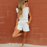 Perfect White Tee | Bari French Terry Sweat Short - Bright Ivory