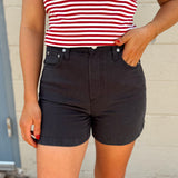 Pistola Kimora Hight Rise Linen Short - Bristol Black