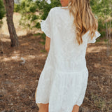 J. Marie | The Bailee Button Up Dress - White Ruffle Embroidery